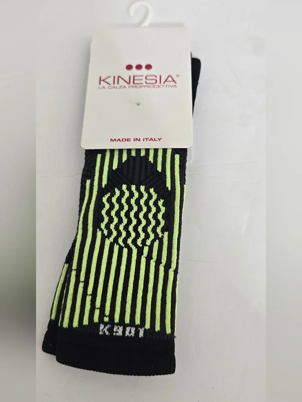 brand new KINESIA k901 Gymnastics Compression Half Socks OS Black Stripes Italy